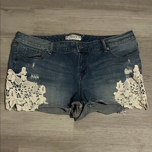 Torrid Denim Shorts with Lace Accents